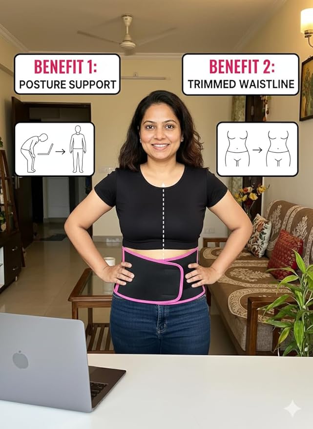 Adjustable Waist Trimmer Belt for Men & Women | Premium Sweat Belt for Workout, Gym, Running & Daily Fitness Support - product photo 4