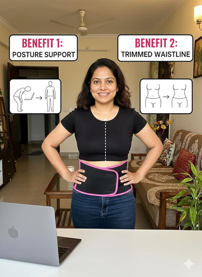 Adjustable Waist Trimmer Belt for Men & Women | Premium Sweat Belt for Workout, Gym, Running & Daily Fitness Support - product photo 4