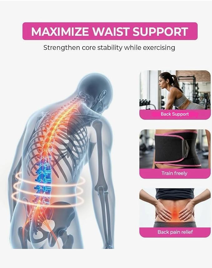 Adjustable Waist Trimmer Belt for Men & Women | Premium Sweat Belt for Workout, Gym, Running & Daily Fitness Support - product photo 8